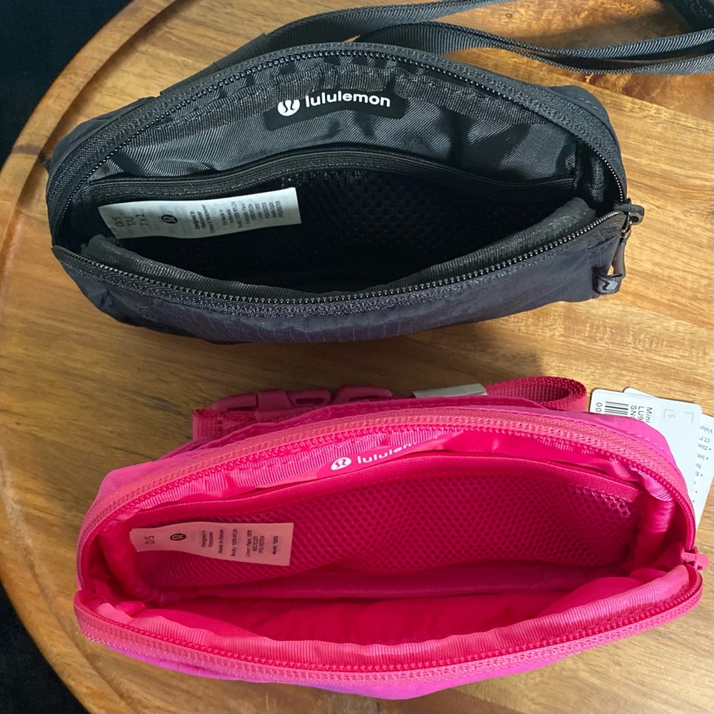 Lululemon Bundle of TWO Mini .7L Belt Bags | Sonic Pink & Black - Picture 1 of 15